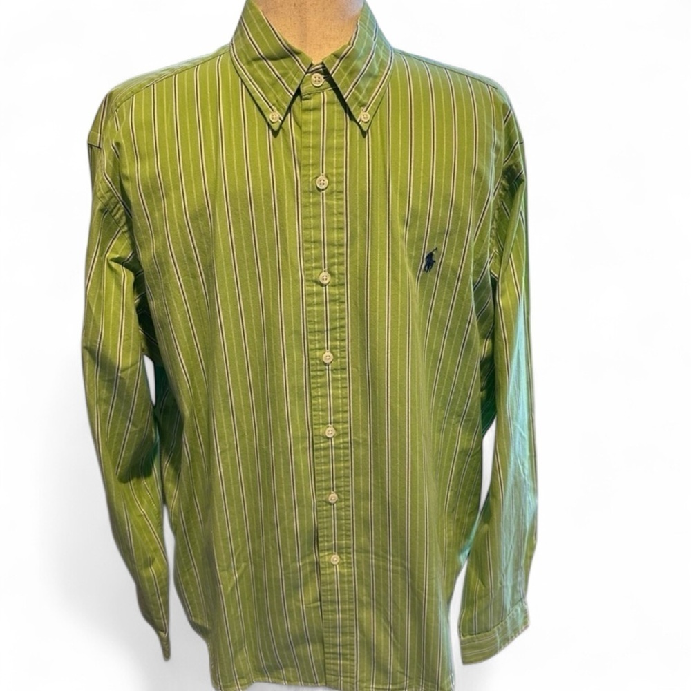 Ralph Lauren Men Button-down Shirt Size XL Classic Fit Striped Pony Logo